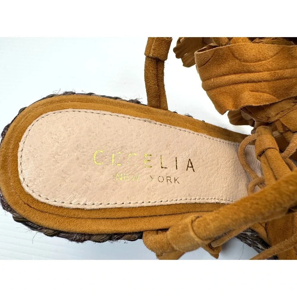 Cecilia NY Espadrille‎ Wedge Sandals Women 8.5 EUC $245 Leather Art to Wear